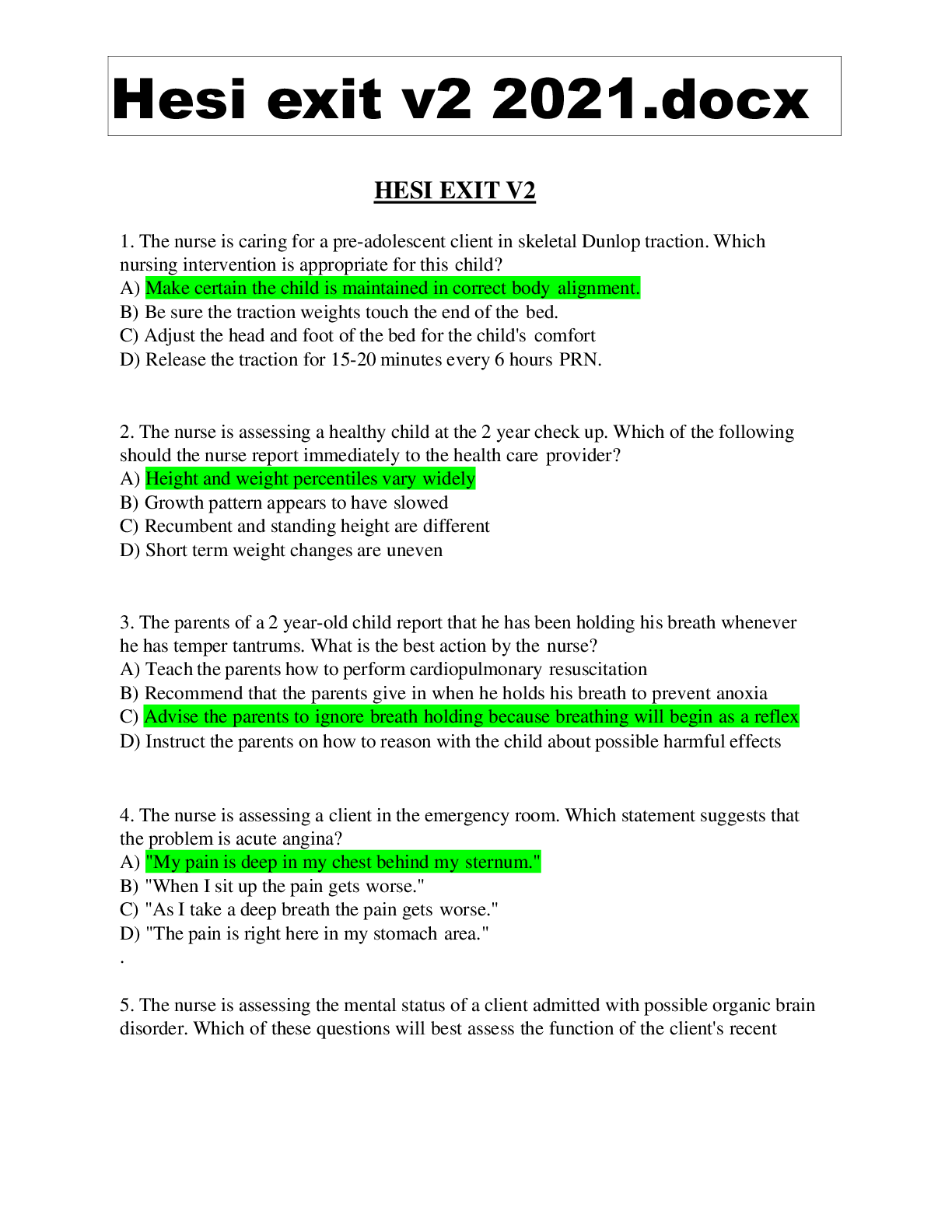 Preview image for Hesi exit v2 2021.docx